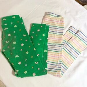 Kids spring leggings bundle - Green and Multicolor size 7/8